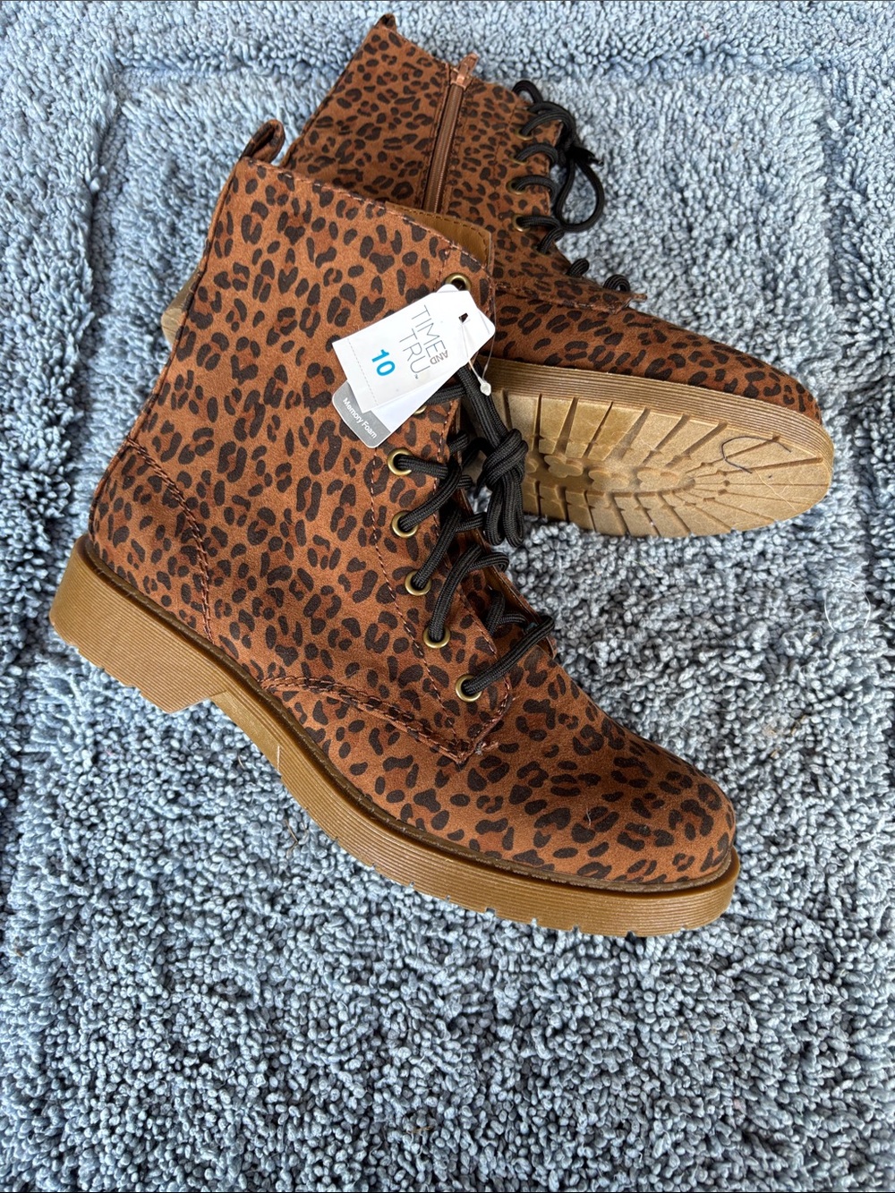 Time and tru leopard print zip up boots